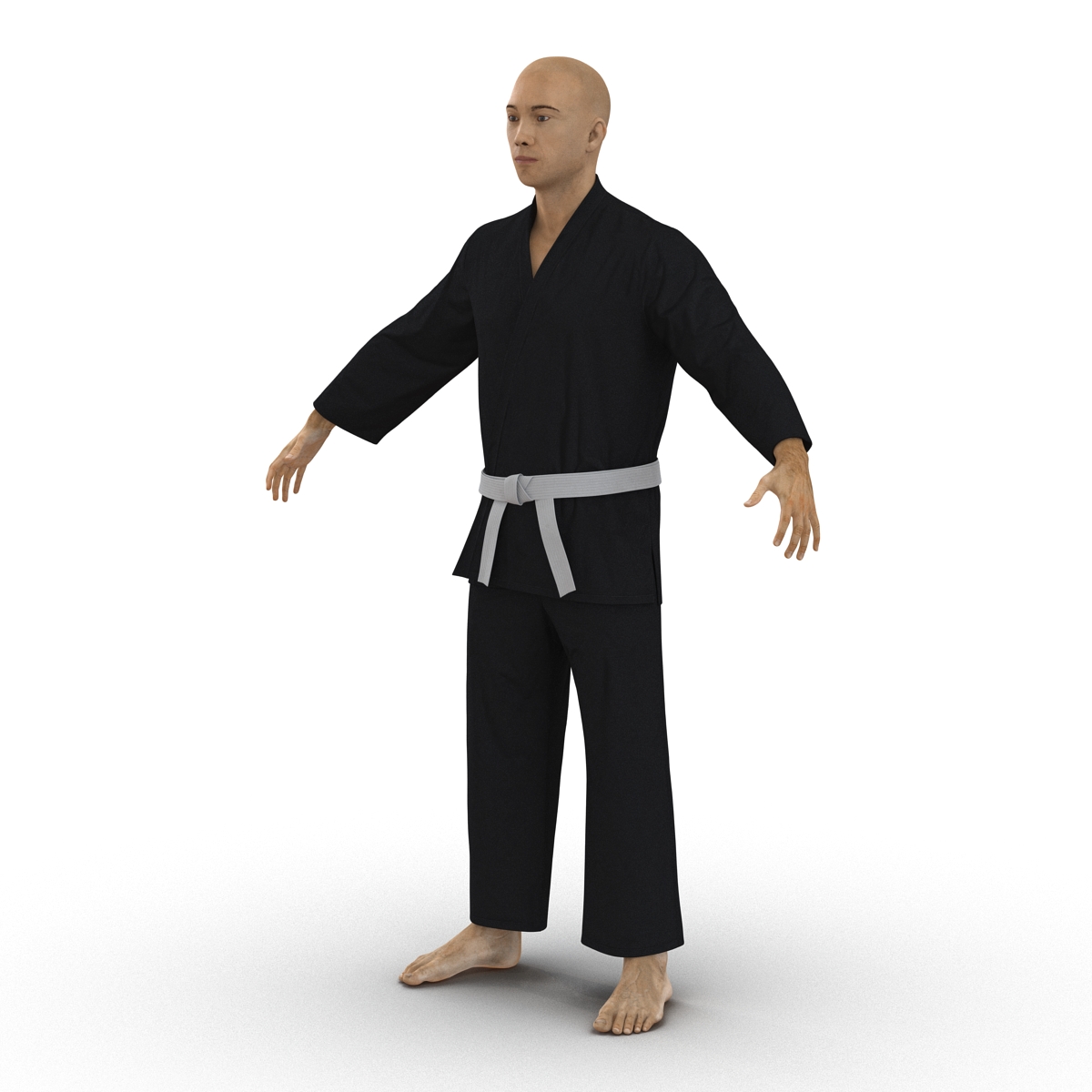 Japanese Karate Fighter Black Suit 3D model