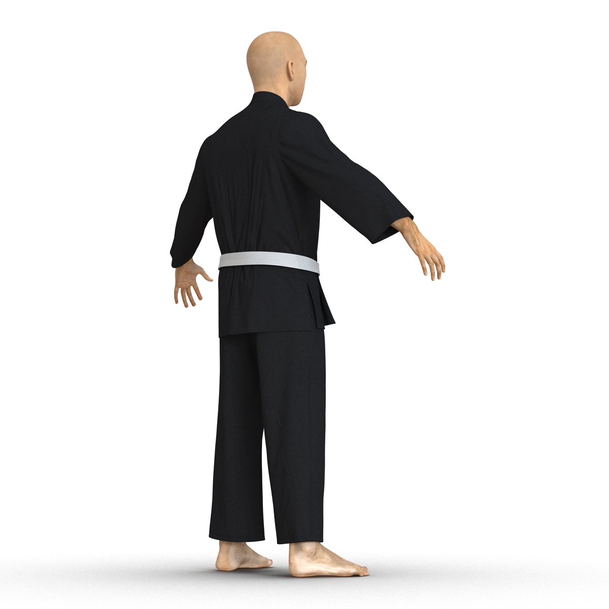 Japanese Karate Fighter Black Suit 3D model