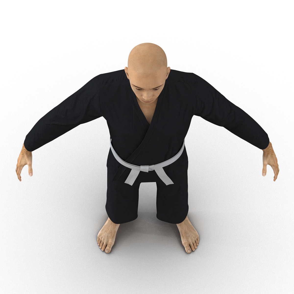 Japanese Karate Fighter Black Suit 3D model