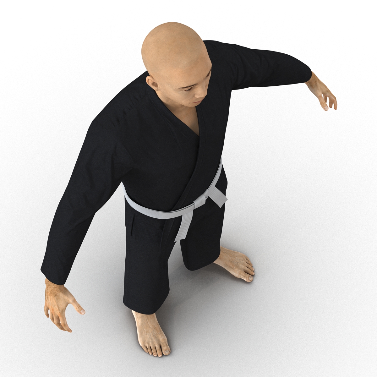 Japanese Karate Fighter Black Suit 3D model