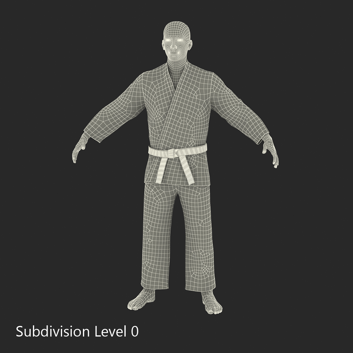 Japanese Karate Fighter Black Suit 3D model