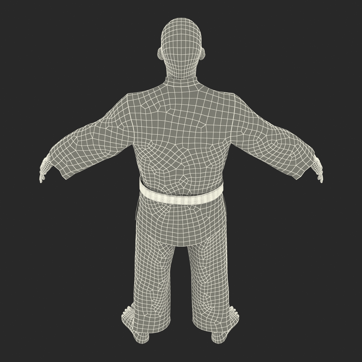 Japanese Karate Fighter Black Suit 3D model