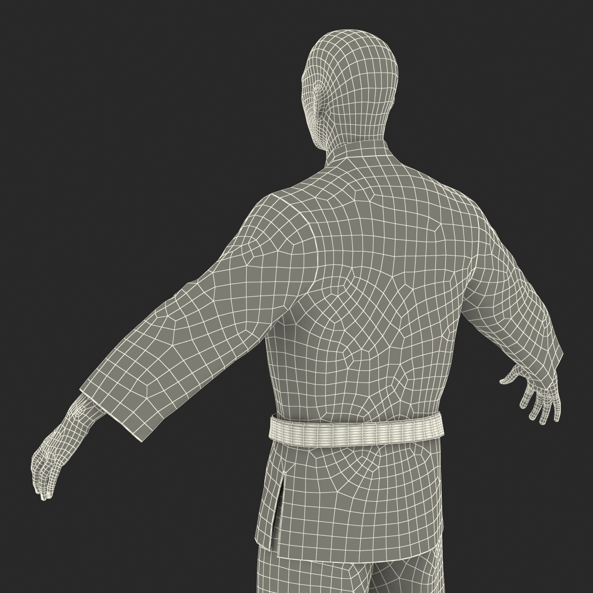 Japanese Karate Fighter Black Suit 3D model