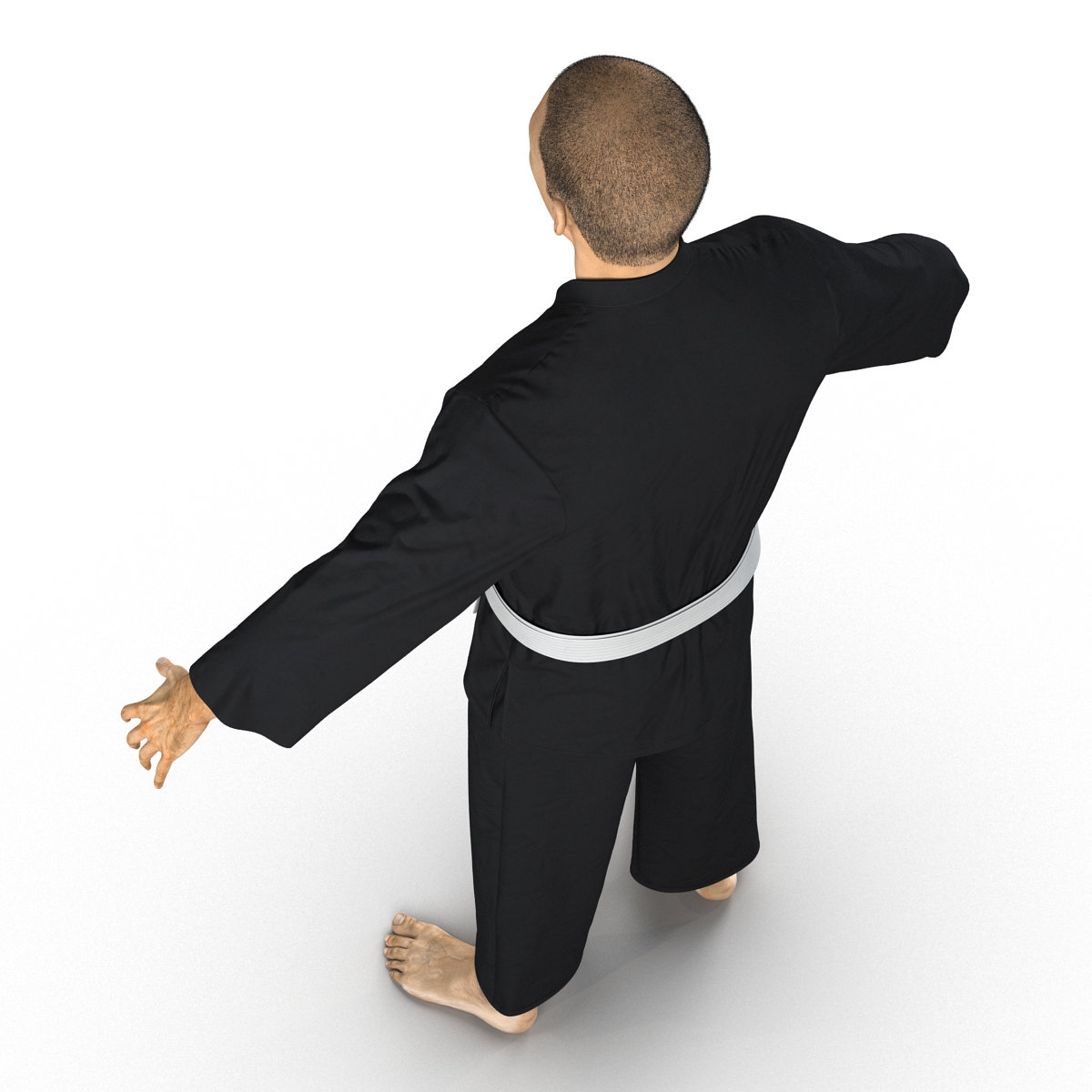 3D Japanese Karate Fighter Black Suit with Fur model