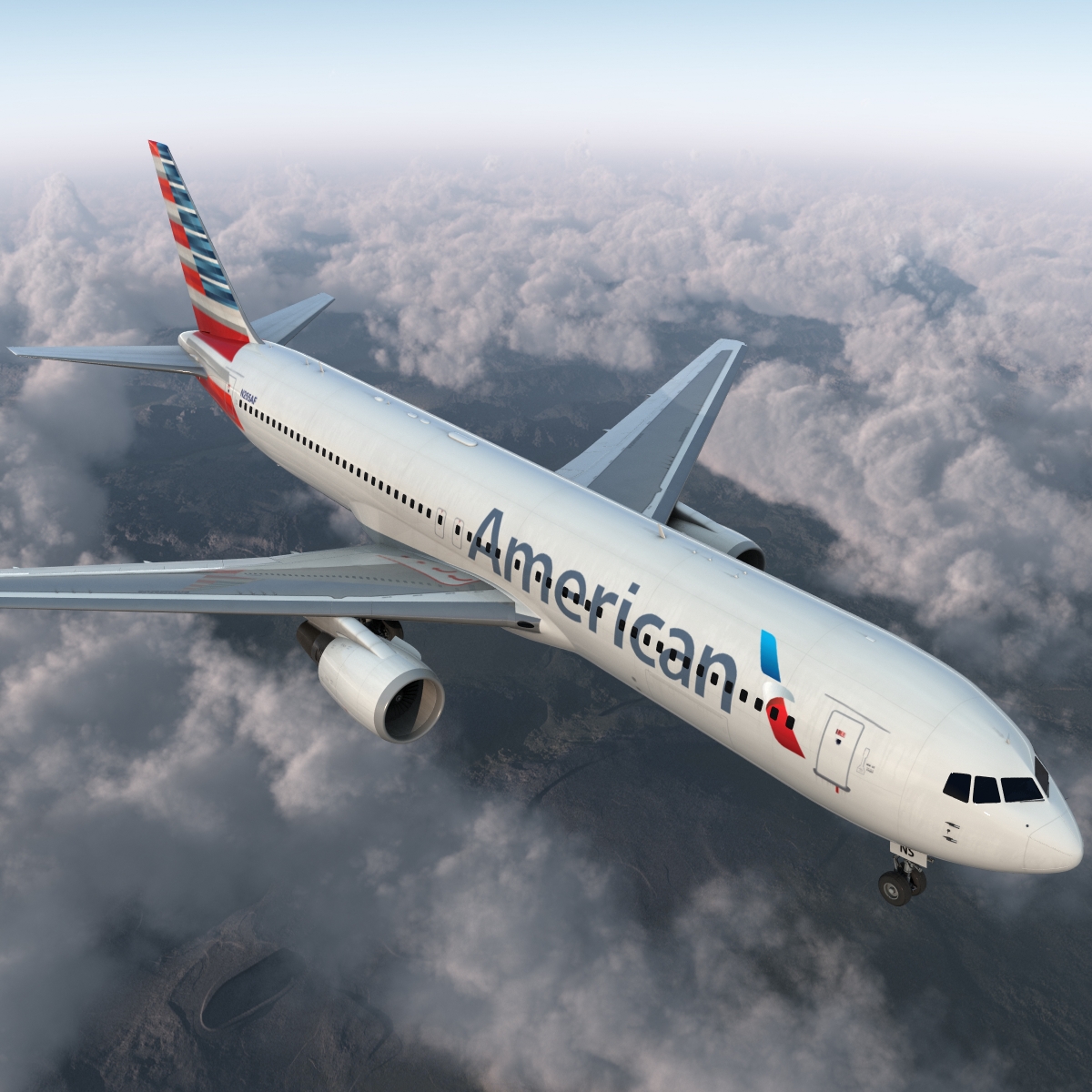 Boeing 767 300 American Airlines Rigged 3D model