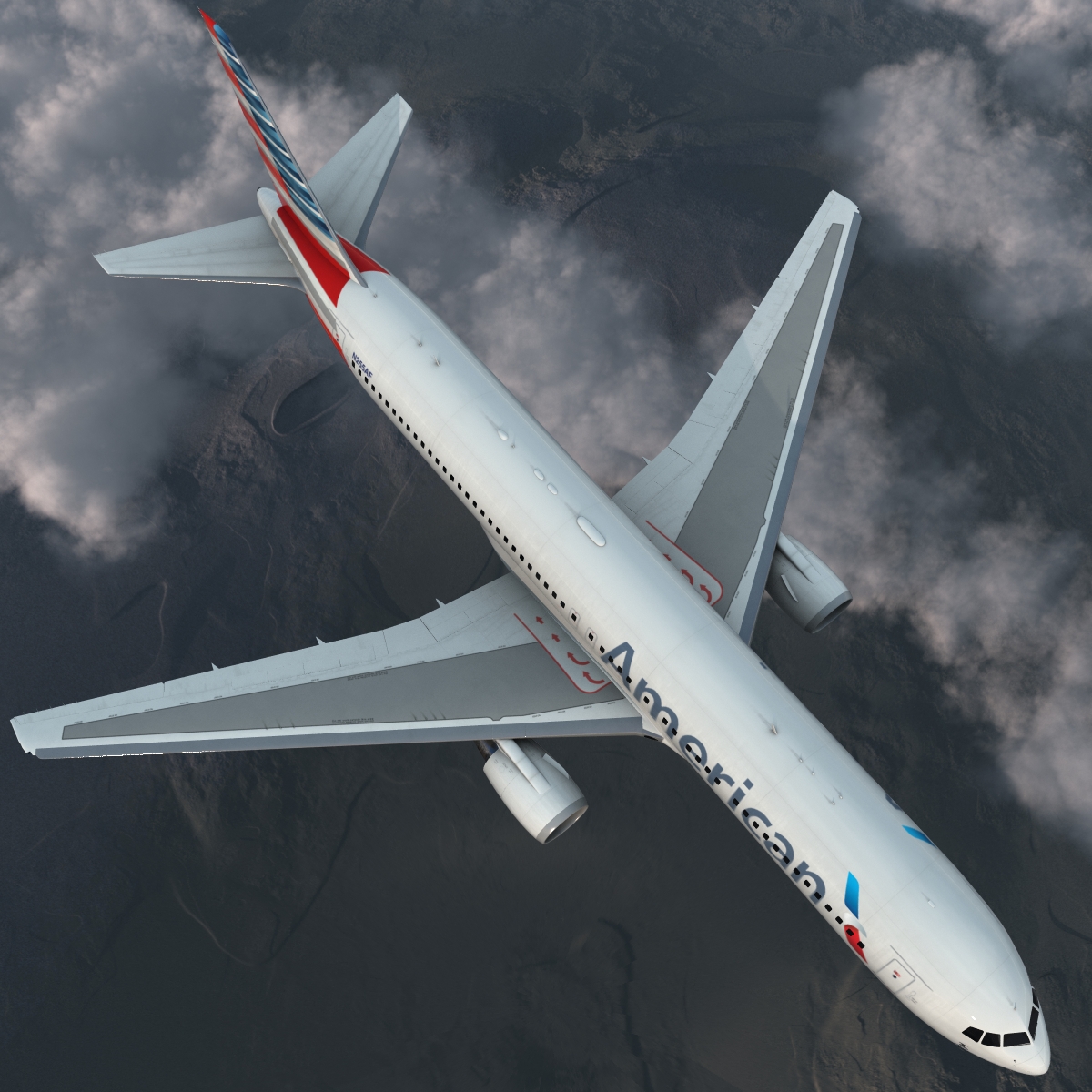 Boeing 767 300 American Airlines Rigged 3D model