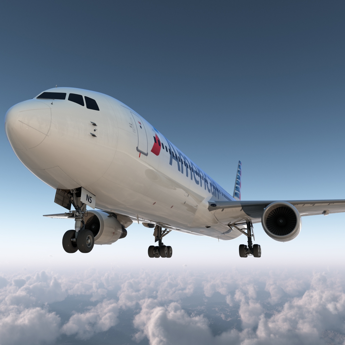 Boeing 767 300 American Airlines Rigged 3D model