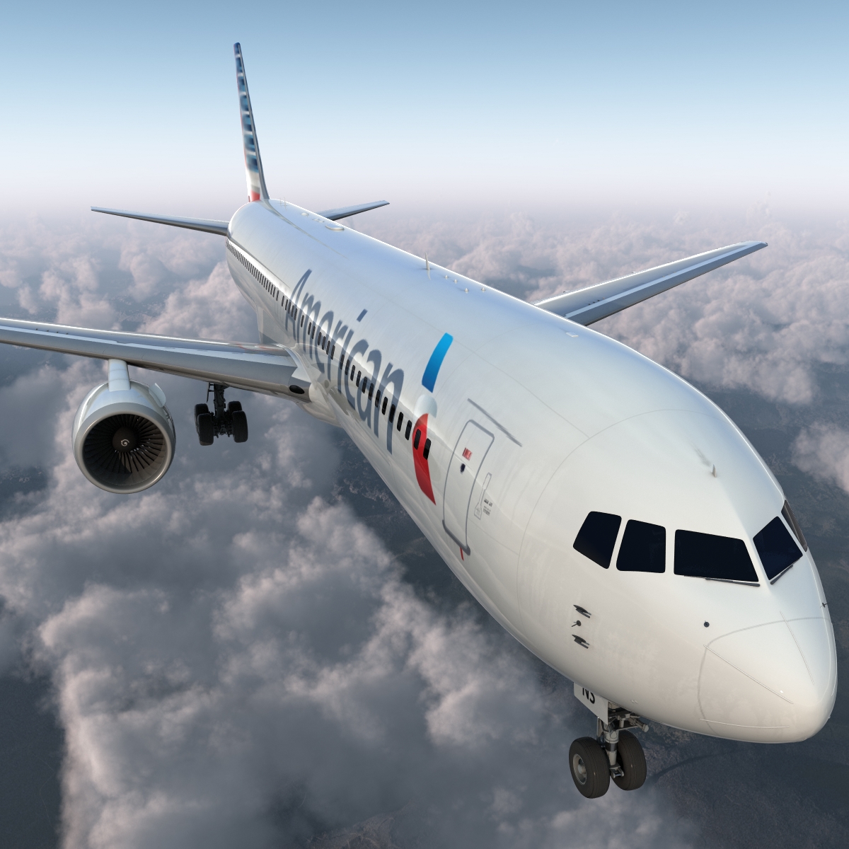 Boeing 767 300 American Airlines Rigged 3D model