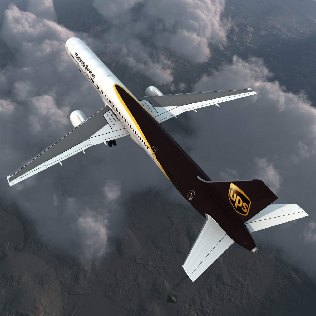 Boeing 757 300 UPS Airlines Rigged 3D model