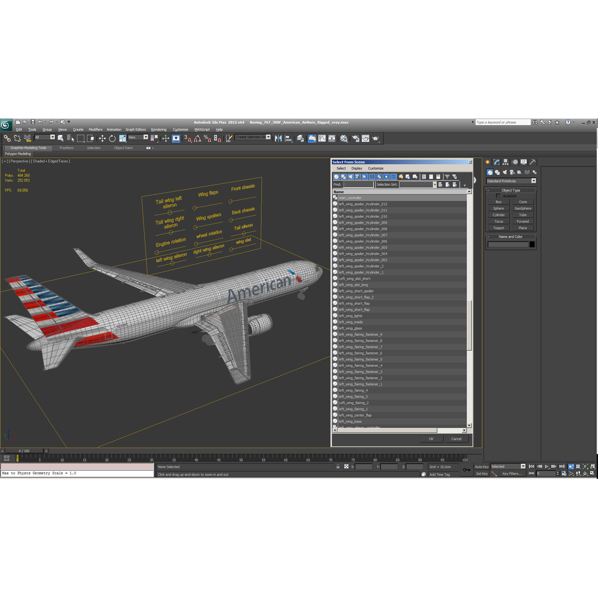 3D model Boeing 767 300F American Airlines Rigged