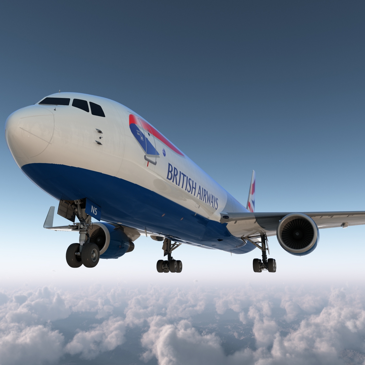 3D Boeing 767 300F British Airways Rigged model