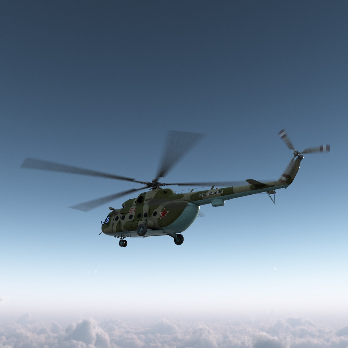 Mi 8 Hip Russian Millitary Medium Transport Helicopter 3D model