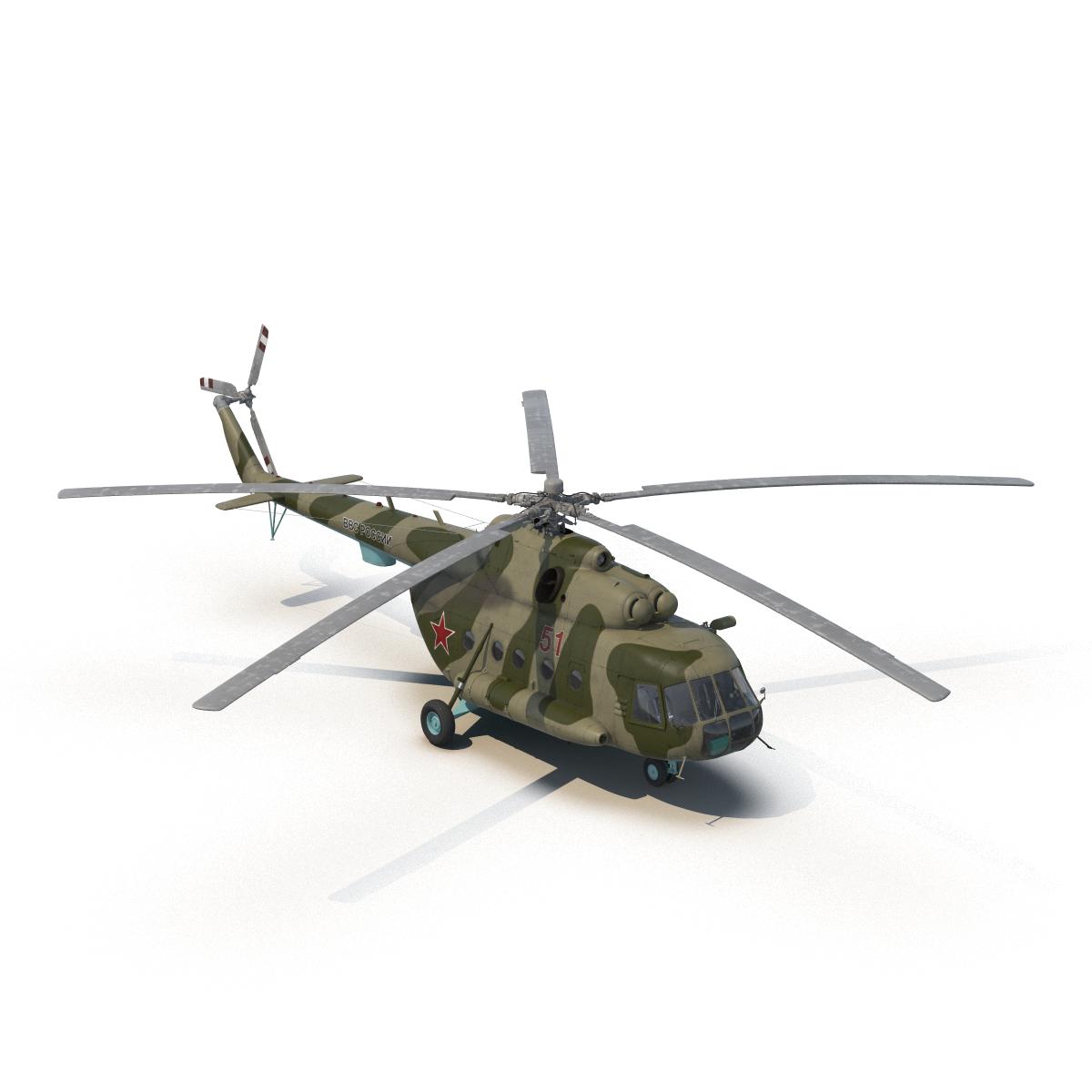 Mi 8 Hip Russian Millitary Medium Transport Helicopter 3D model