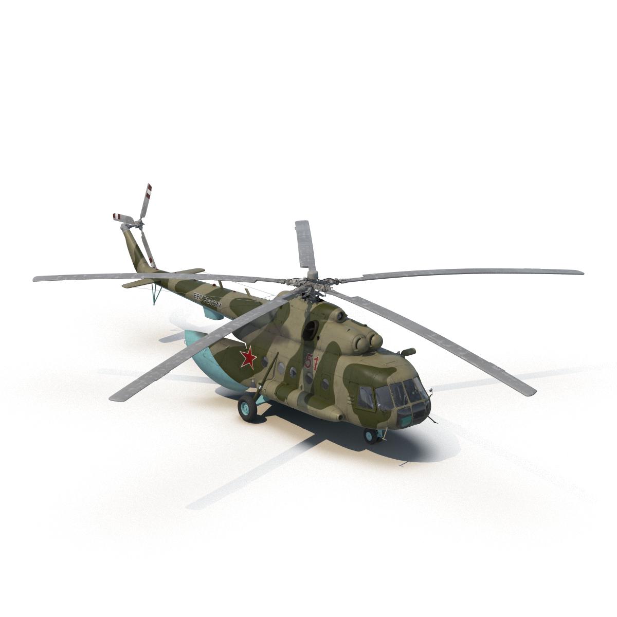 Mi 8 Hip Russian Millitary Medium Transport Helicopter 3D model