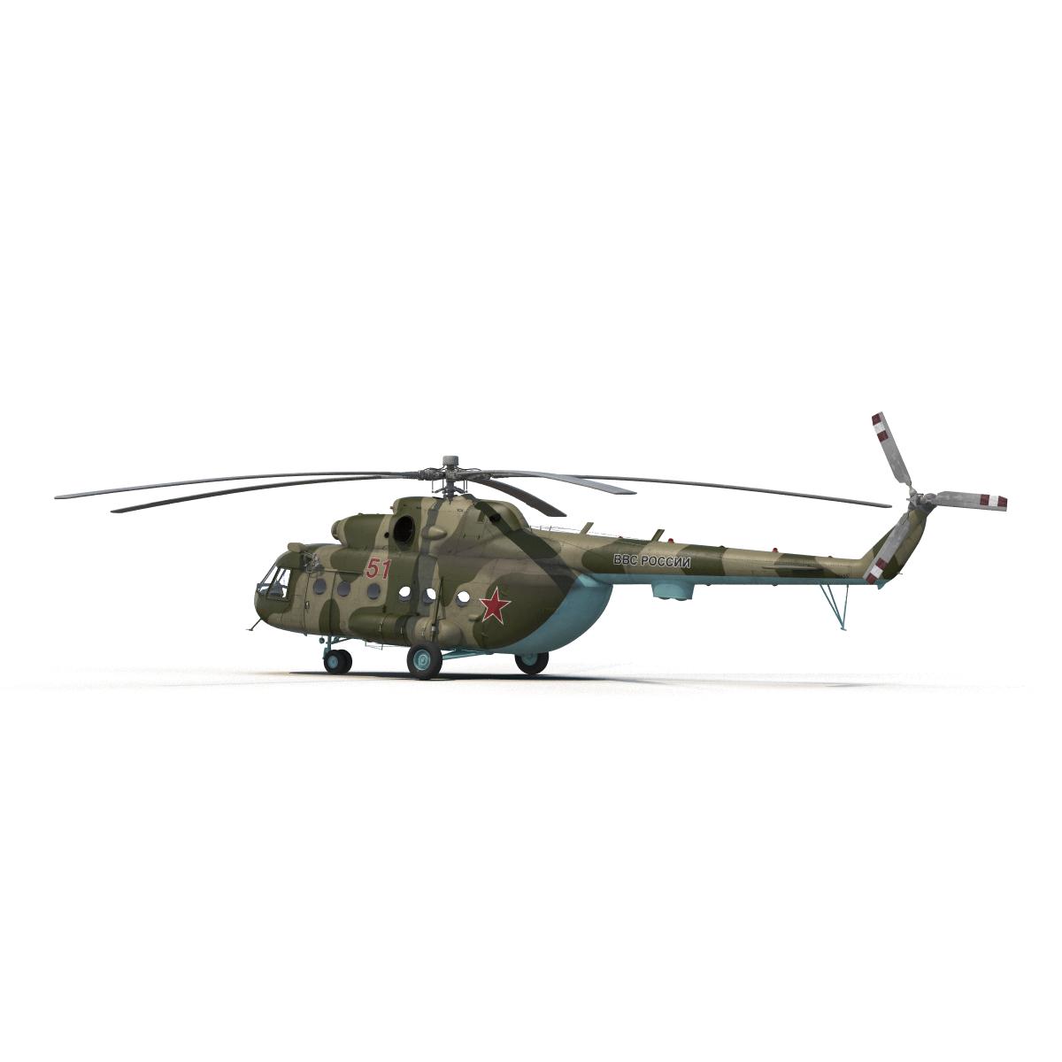 Mi 8 Hip Russian Millitary Medium Transport Helicopter 3D model