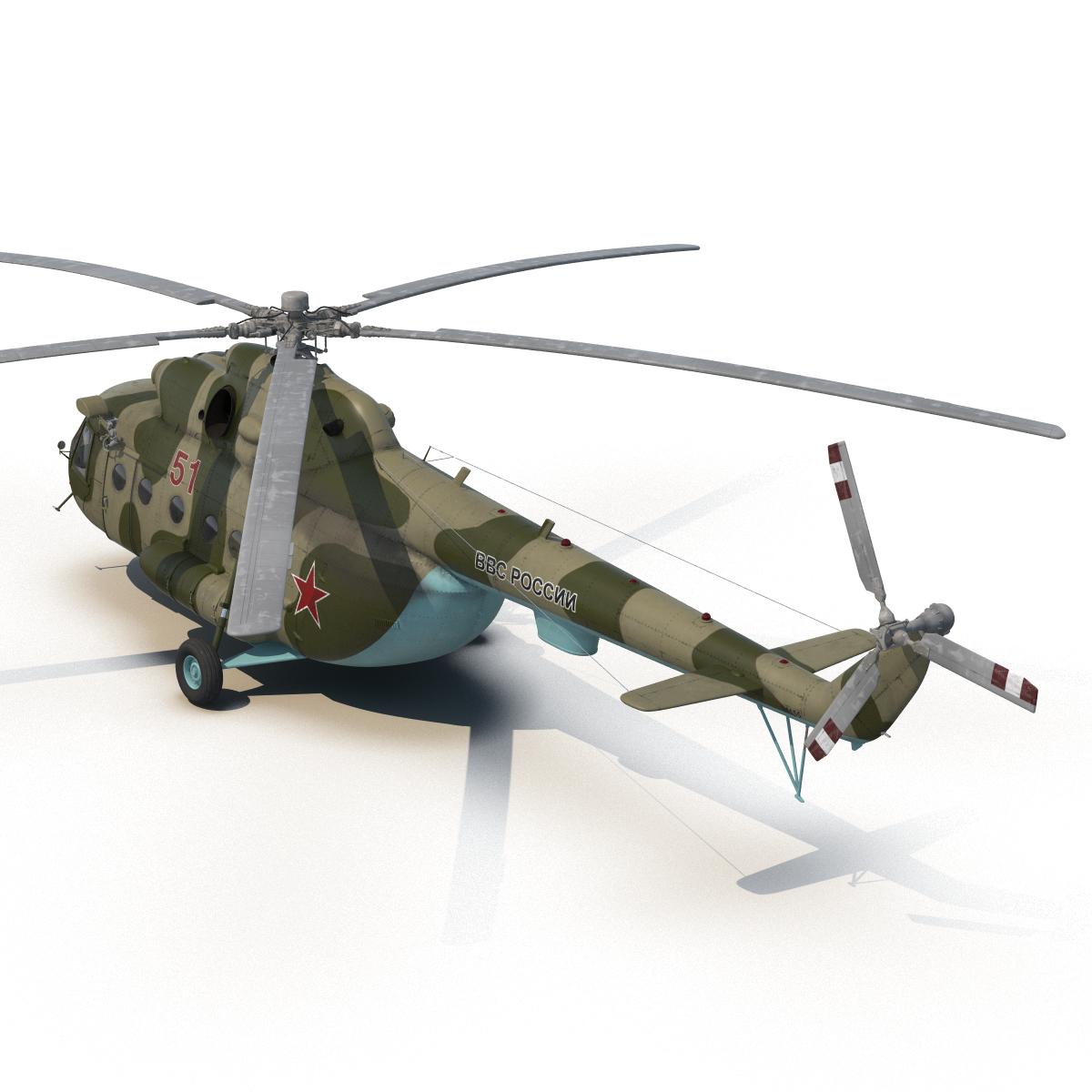 Mi 8 Hip Russian Millitary Medium Transport Helicopter 3D model