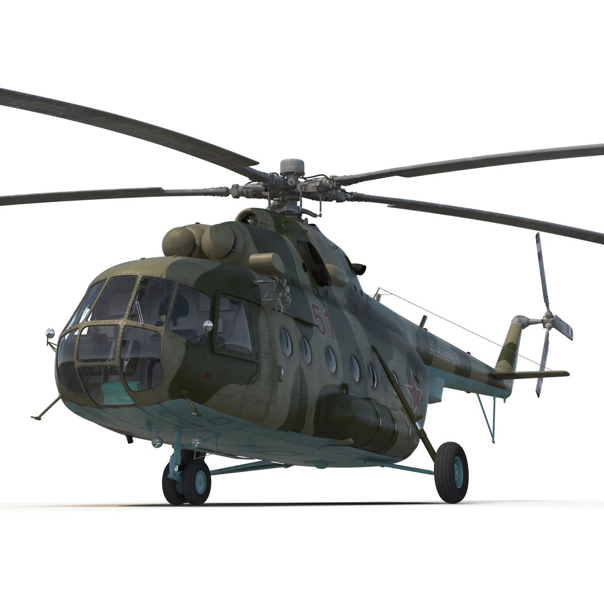 Mi 8 Hip Russian Millitary Medium Transport Helicopter 3D model