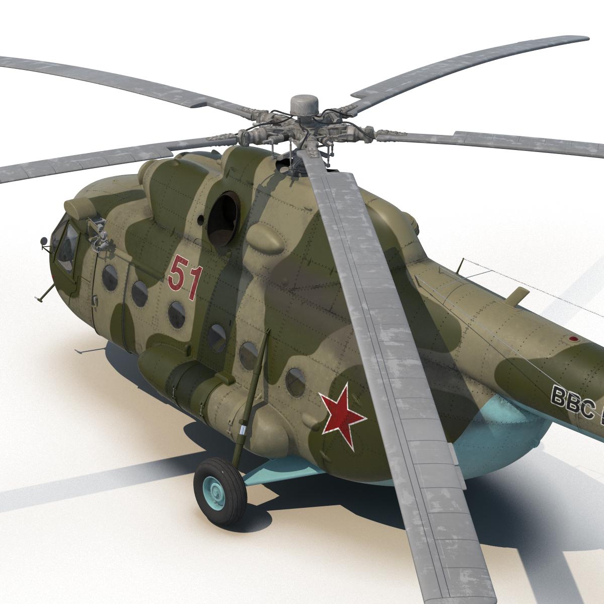 Mi 8 Hip Russian Millitary Medium Transport Helicopter 3D model