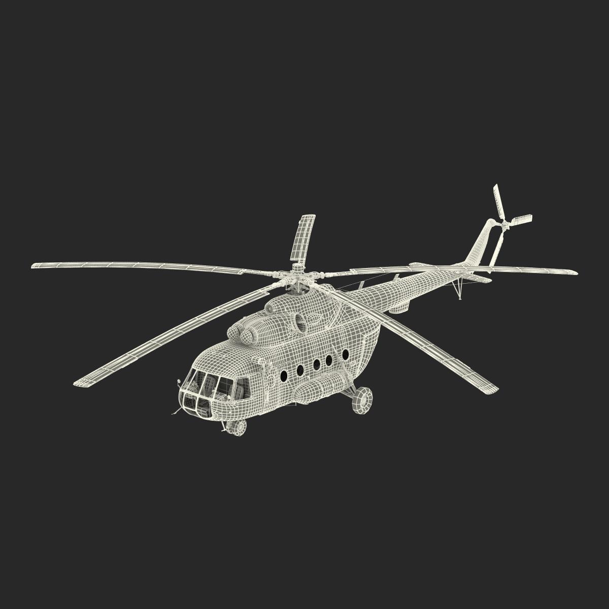 Mi 8 Hip Russian Millitary Medium Transport Helicopter 3D model