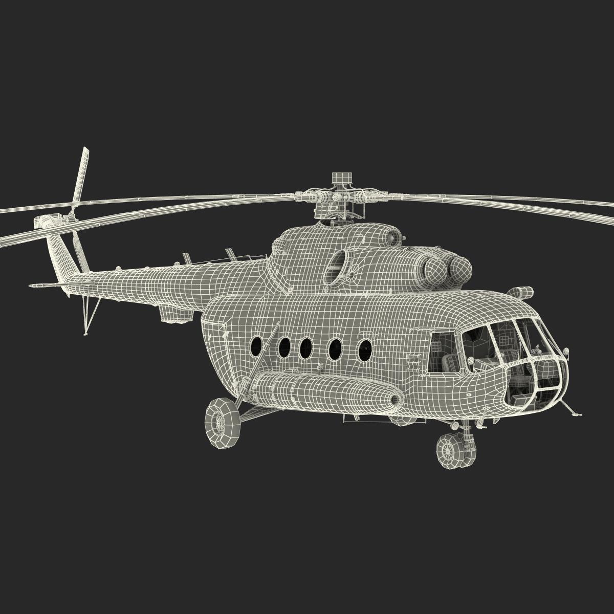 Mi 8 Hip Russian Millitary Medium Transport Helicopter 3D model