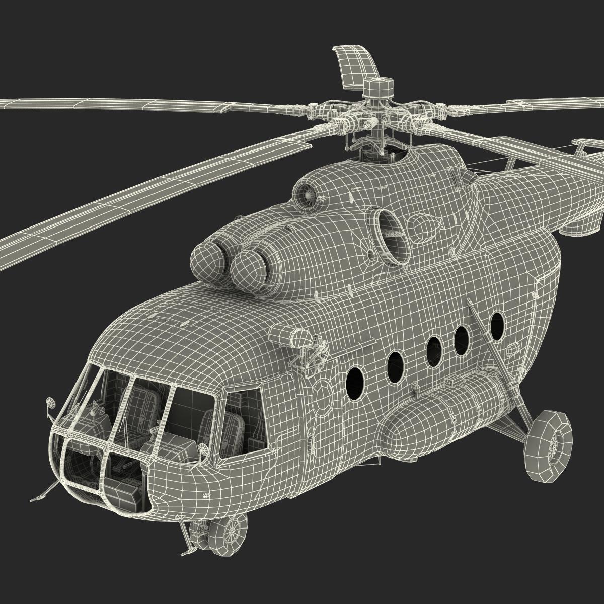 Mi 8 Hip Russian Millitary Medium Transport Helicopter 3D model