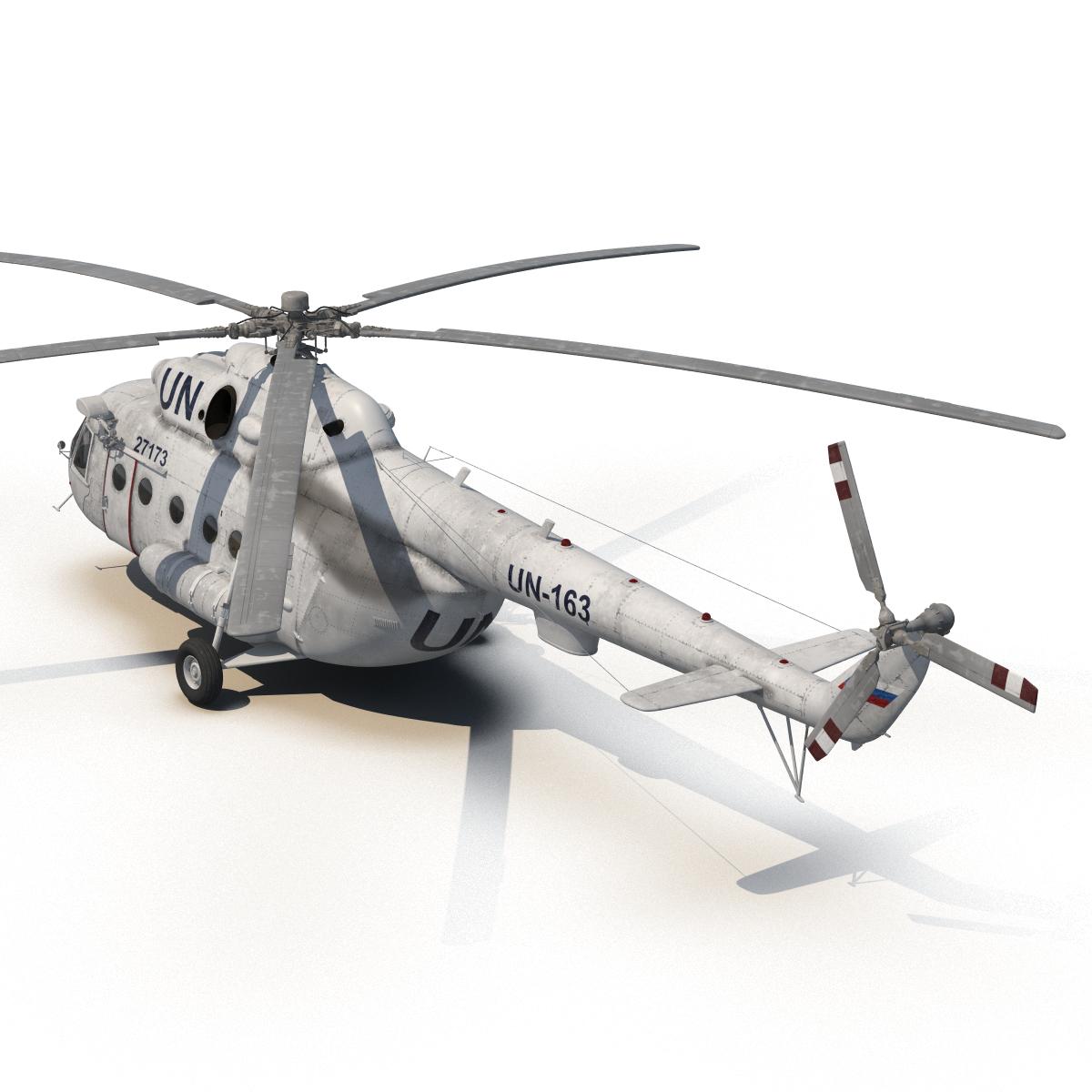 3D Mi 8 Hip United Nations Medium Transport Helicopter Rigged model