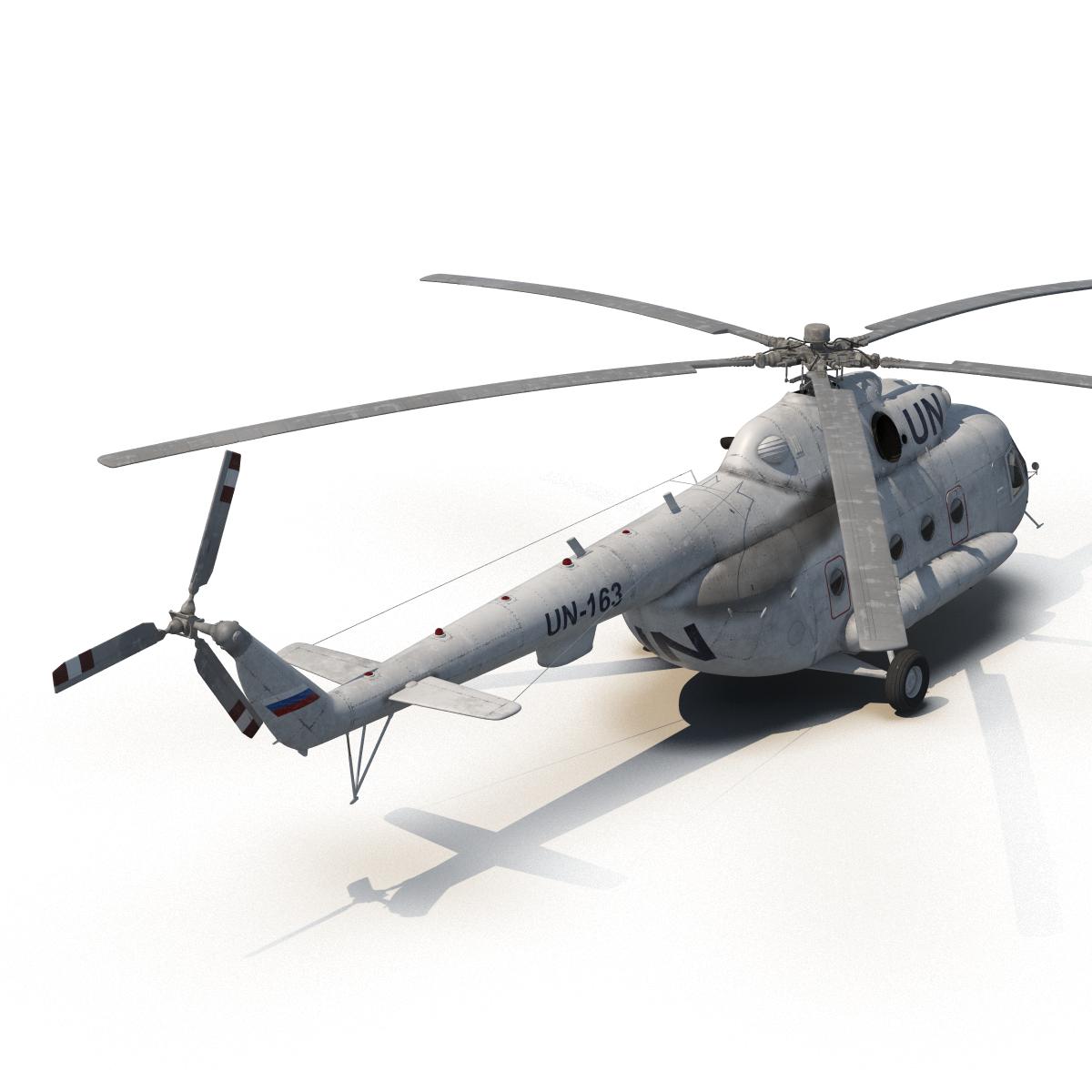 3D Mi 8 Hip United Nations Medium Transport Helicopter Rigged model