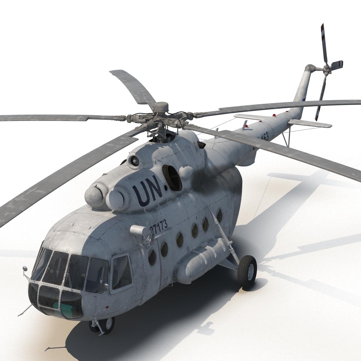 3D Mi 8 Hip United Nations Medium Transport Helicopter Rigged model