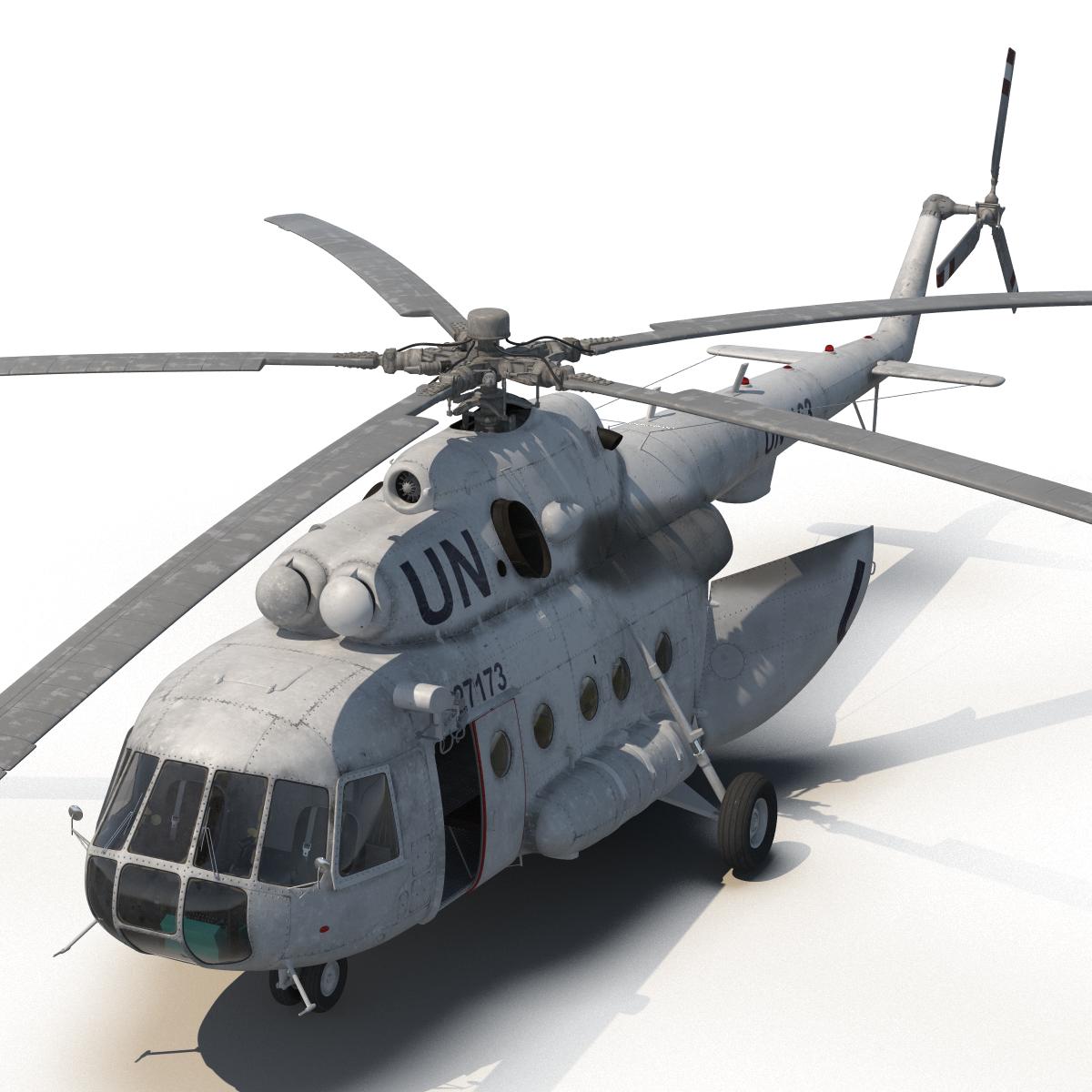 3D Mi 8 Hip United Nations Medium Transport Helicopter Rigged model