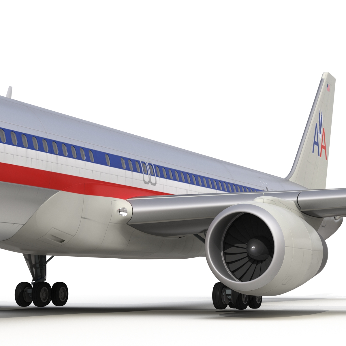 Boeing 757 300 American Airlines Rigged 3D model