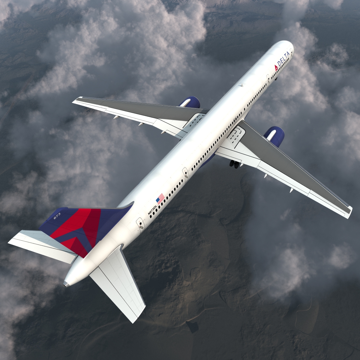 Boeing 757 300 Delta Air Lines Rigged 3D