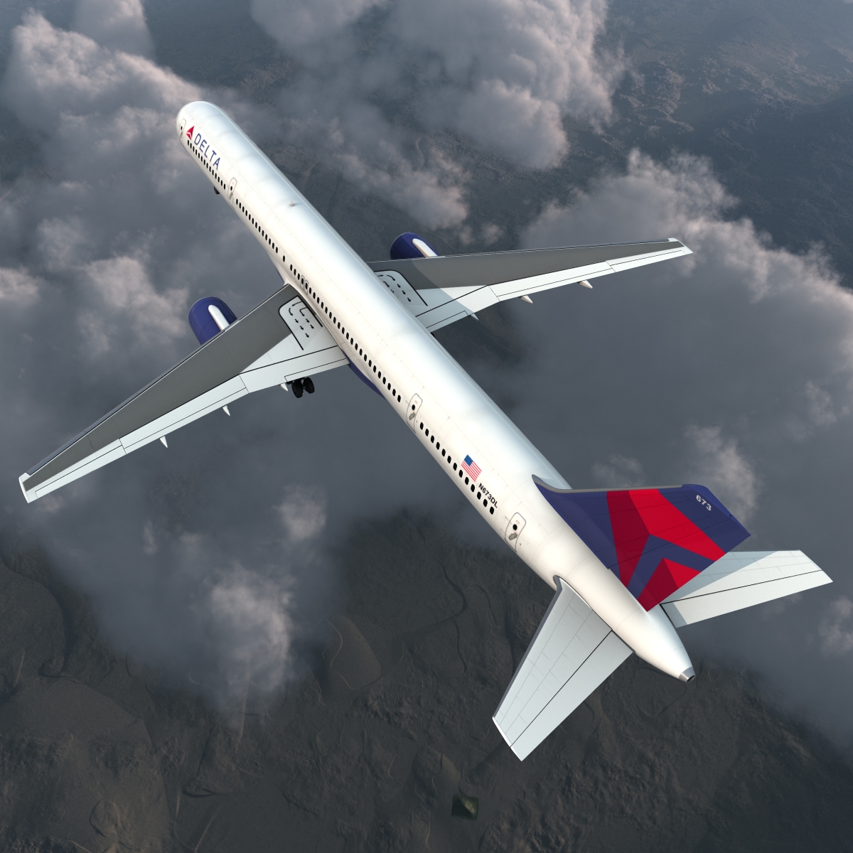 Boeing 757 300 Delta Air Lines Rigged 3D