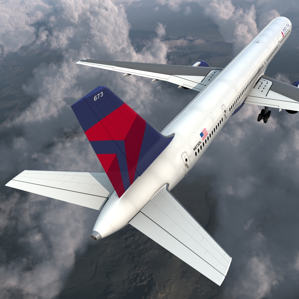 Boeing 757 300 Delta Air Lines Rigged 3D