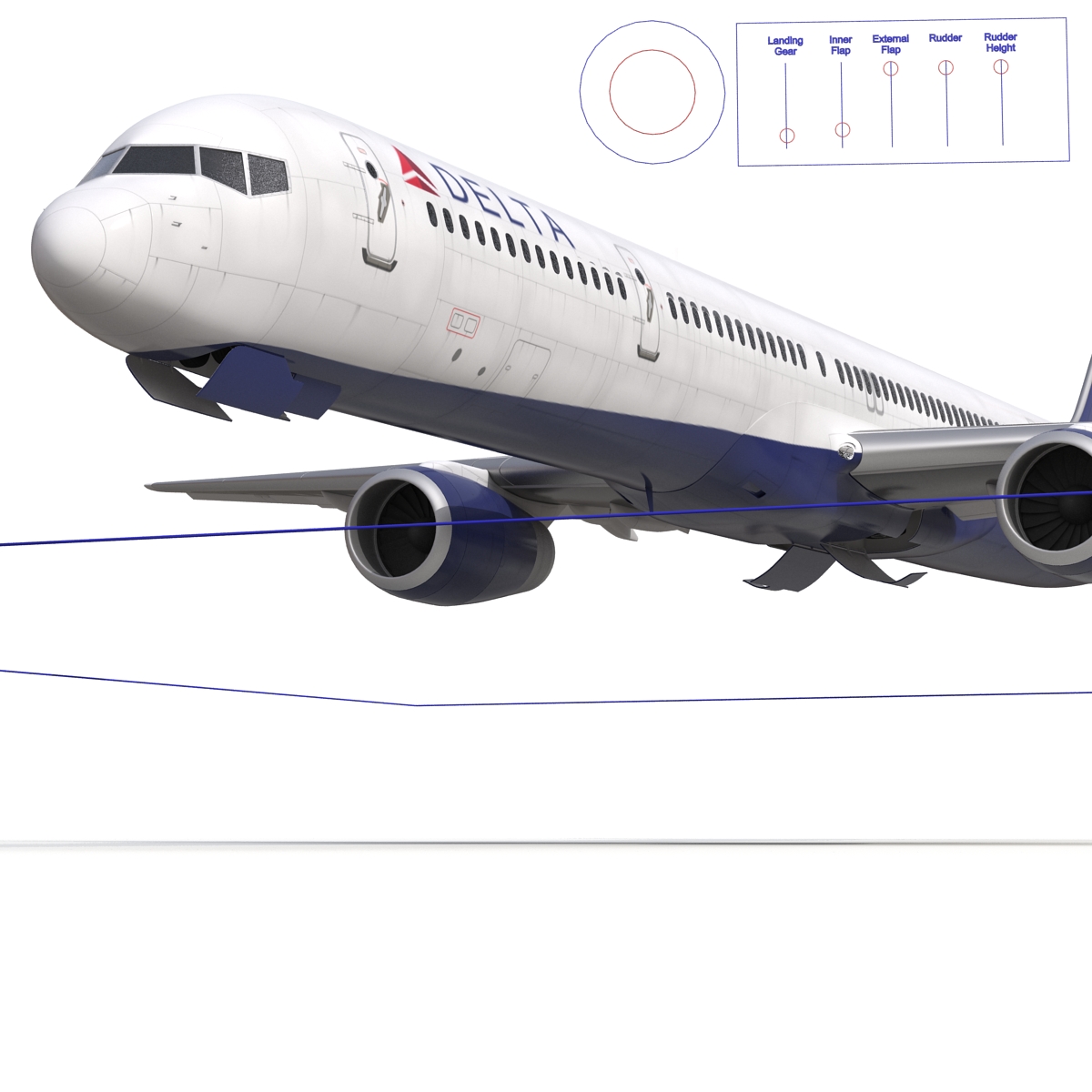 Boeing 757 300 Delta Air Lines Rigged 3D