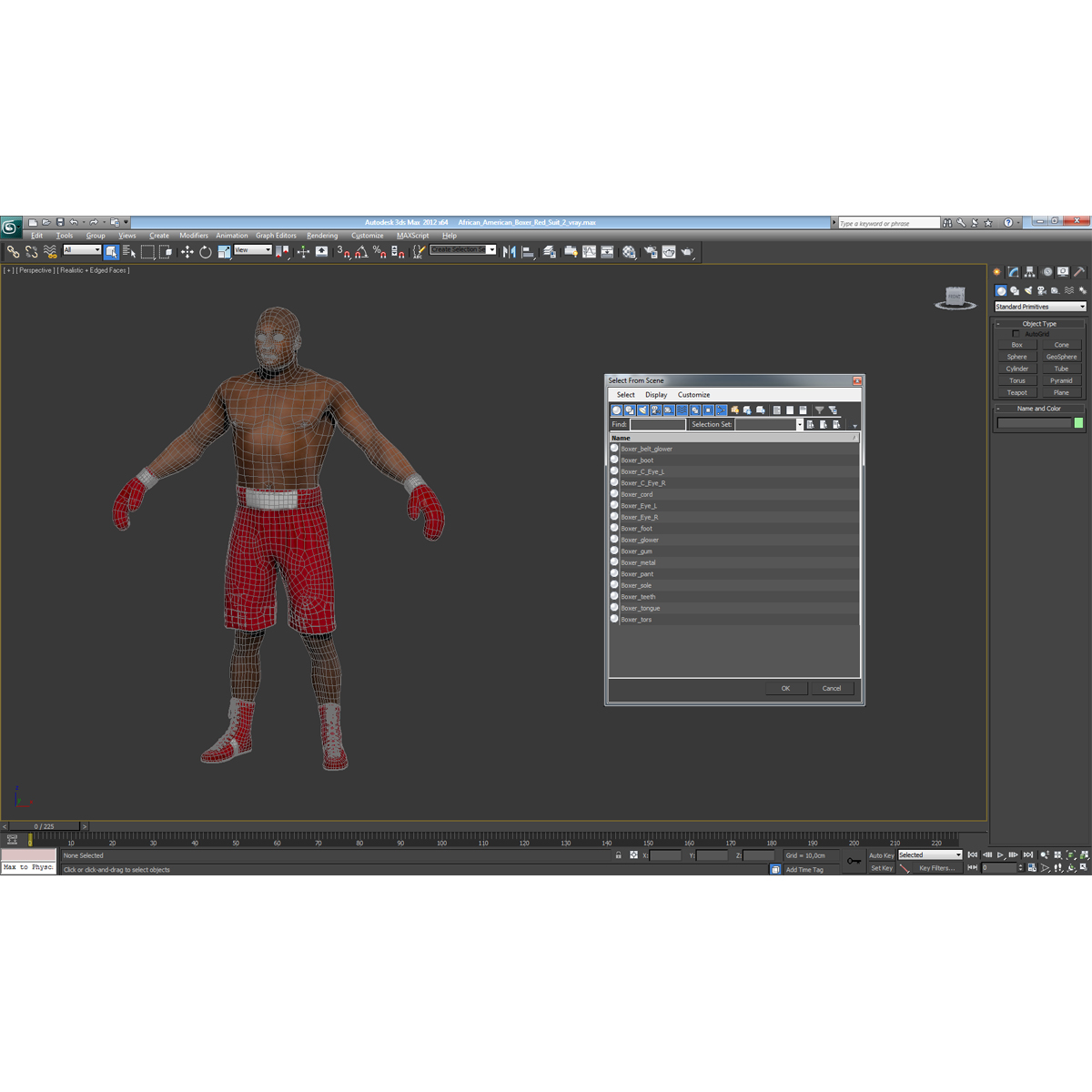 3D African American Boxer Red Suit 2 model