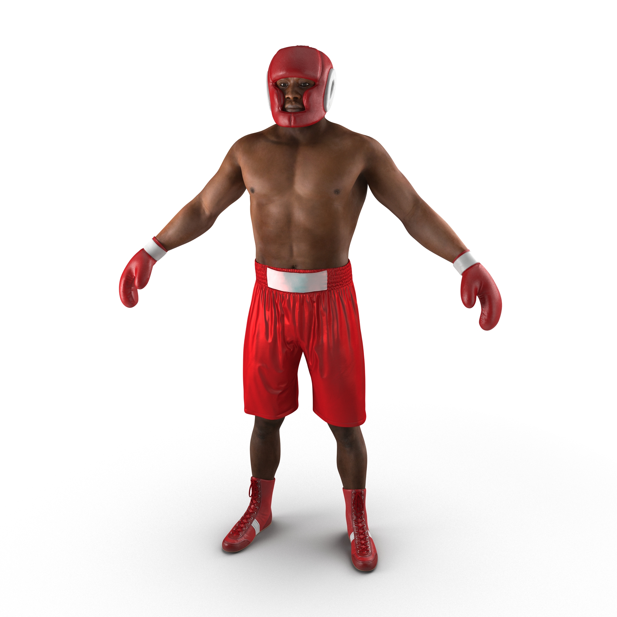 3D African American Boxer Red Suit