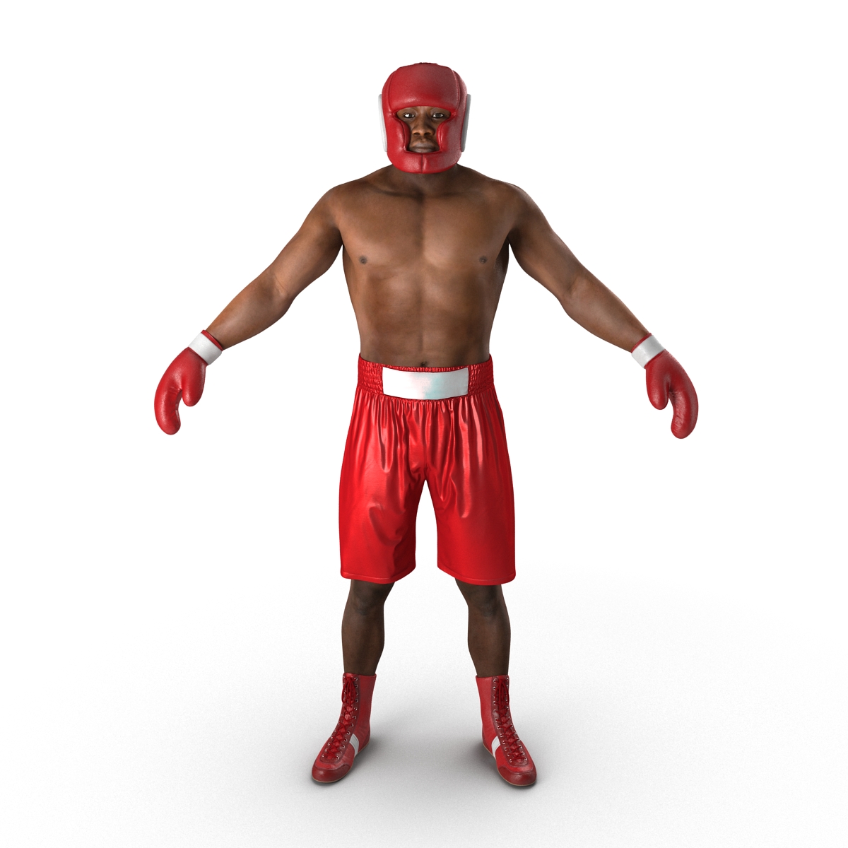 3D African American Boxer Red Suit