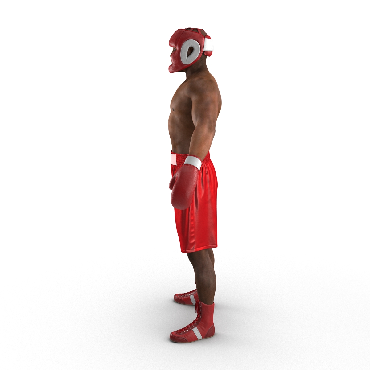 3D African American Boxer Red Suit