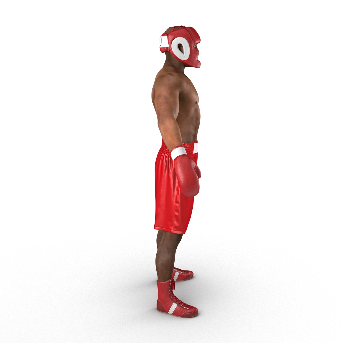 3D African American Boxer Red Suit