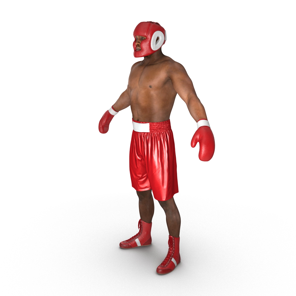 3D African American Boxer Red Suit