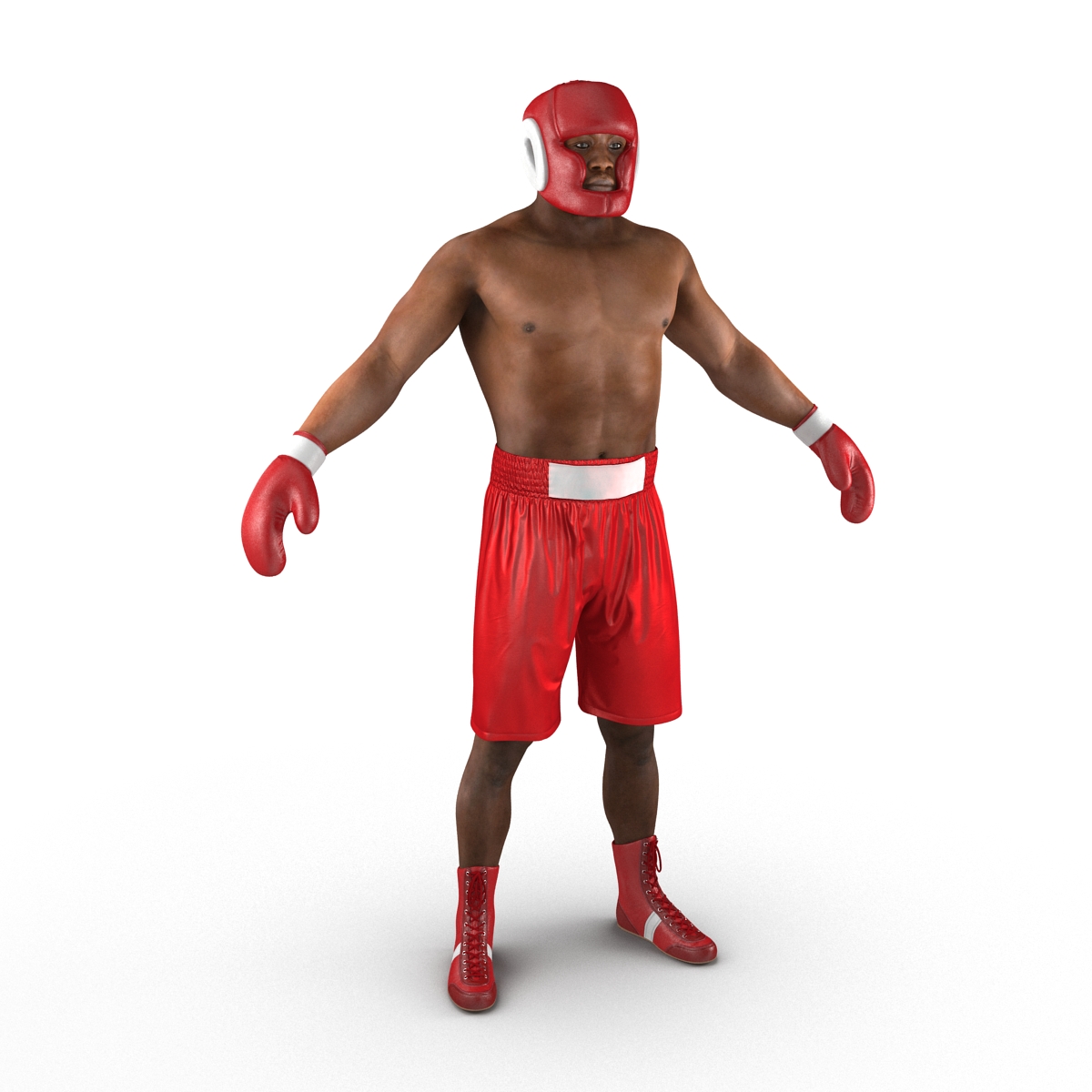 3D African American Boxer Red Suit