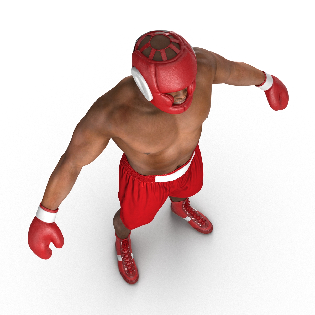 3D African American Boxer Red Suit