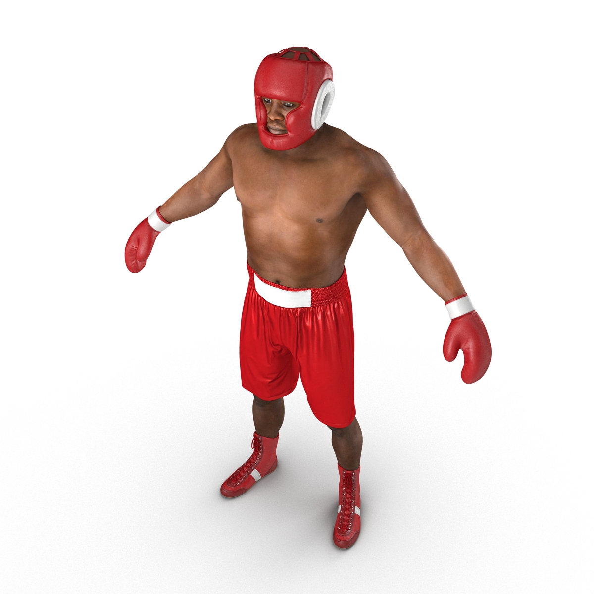 3D African American Boxer Red Suit