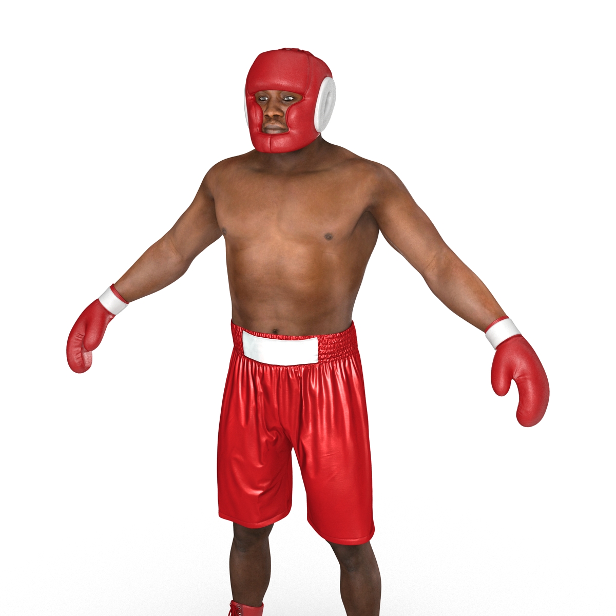 3D African American Boxer Red Suit