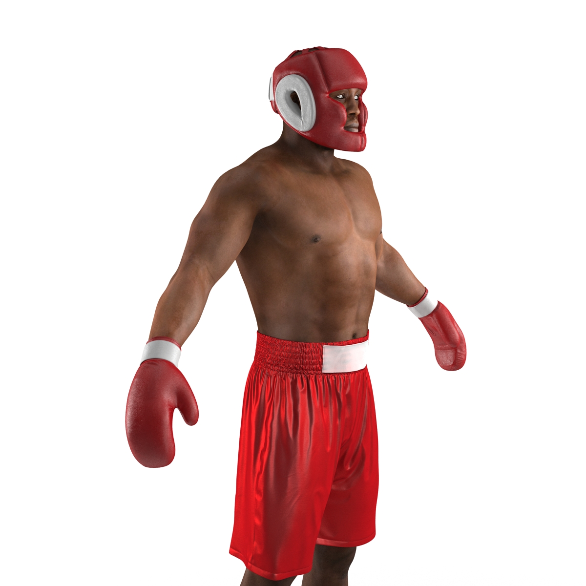 3D African American Boxer Red Suit