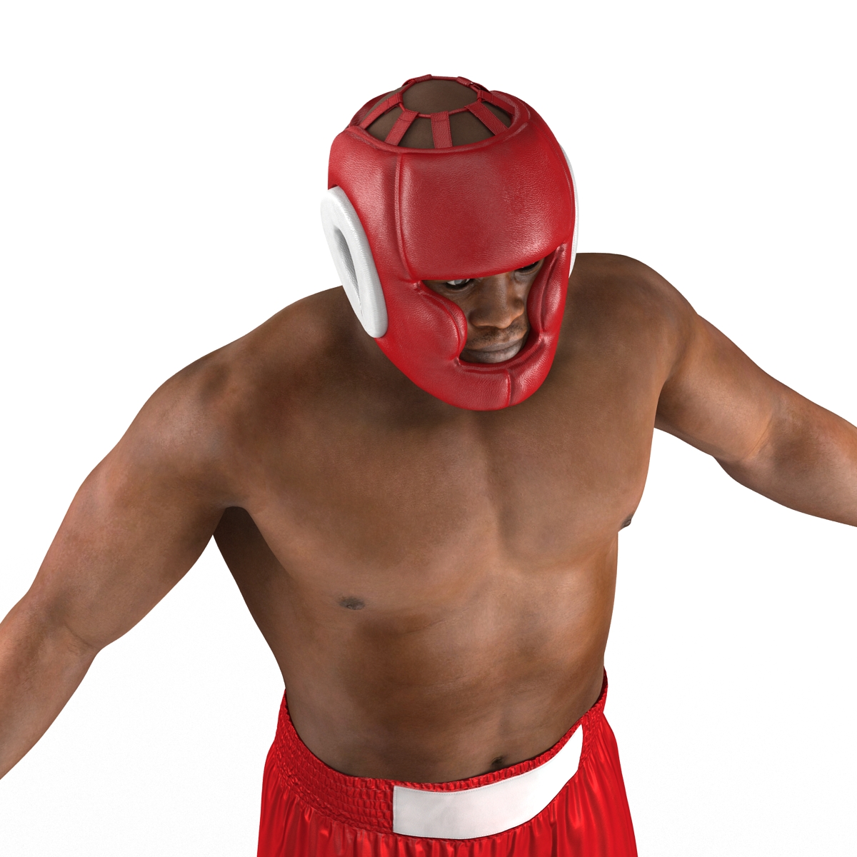 3D African American Boxer Red Suit