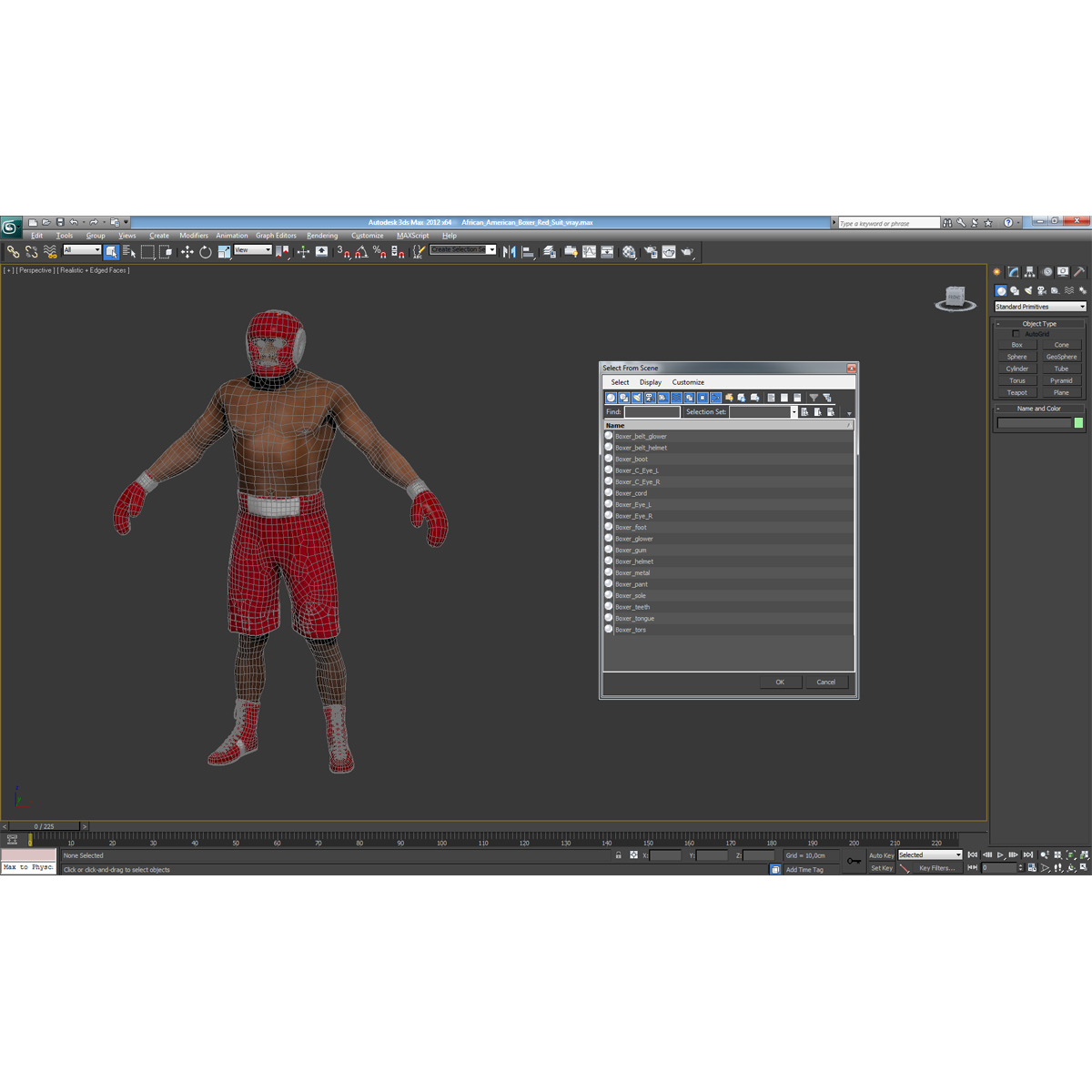 3D African American Boxer Red Suit