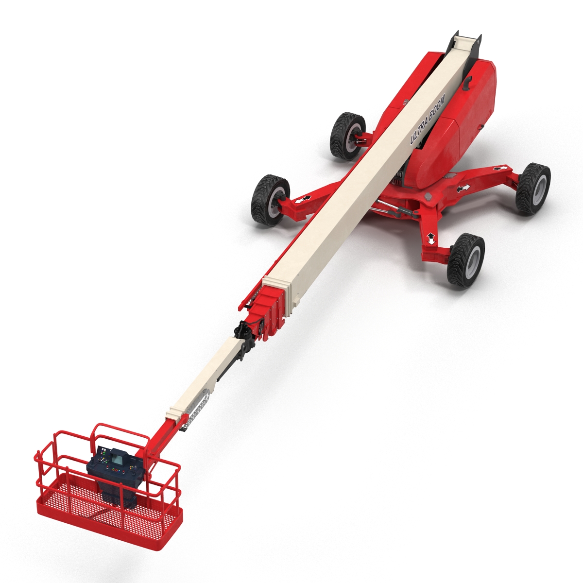 3D Telescopic Boom Lift Generic 4 Red Rigged