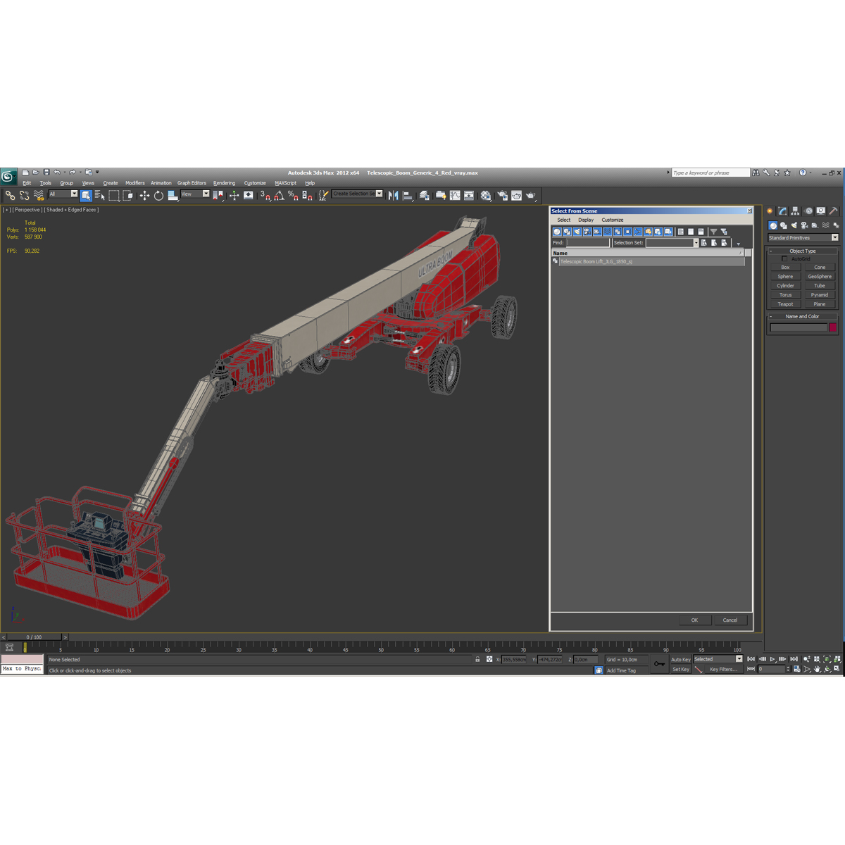 Telescopic Boom Generic 4 Red 3D model