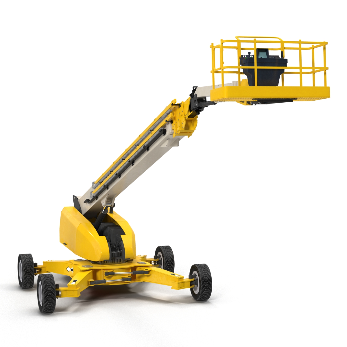 Telescopic Boom Lift Generic 4 Yellow Rigged 3D model